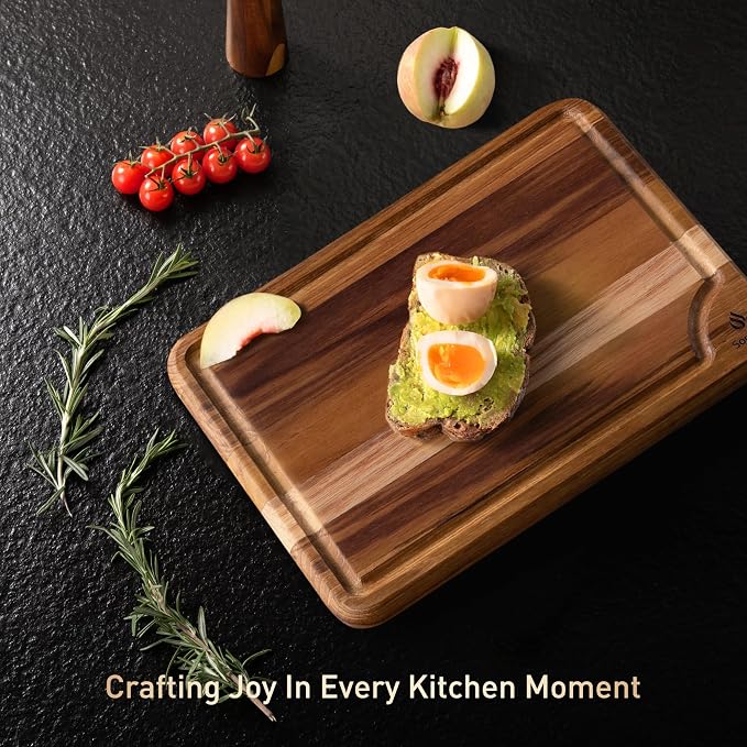 Teak Cutting Boards for Kitchen 13'' Teak Wood Wooden Charcuterie Board | Charcuterie Board, Serving, Heavy Duty, Sink Board, Non Slip, Wooden Chopping Board, Small Wooden Chopping Board