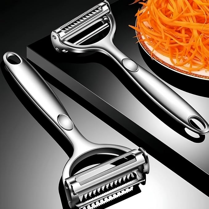 Multifunction Vegetable Peeler Julienne Peeler for Kitchen | stainless steel 2 in 1 julienne vegetable peeler for potato ，cabbage，carrot，cucumber，fruit