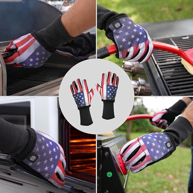 Grill Rescue Grilling Gloves 2.0 - Heat-Resistant Neoprene BBQ Gloves for Safe Grilling, Cooking, and Baking - Durable, One-Size-Fits-All - Version 2 (USA)