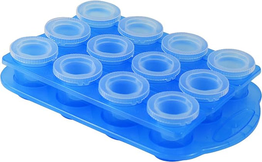 Fairly Odd Novelties 12pc Set-Add Water & Freeze to Make Ice Shot Glasses-Includes Serving Tray, One Size, Blue,FON-10051 (Pack of 2)