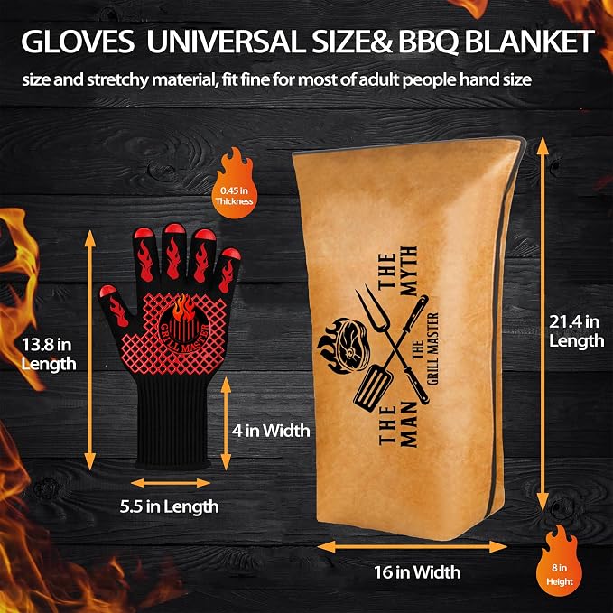 Smoker Accessories BBQ Blanket for Resting Meat, Christmas Dad Gifts for Men Resting Blanket for Smoking, Reusuable Large Capacity Keep Warm Tender and Juicy Grilling Gloves Heat Resistant