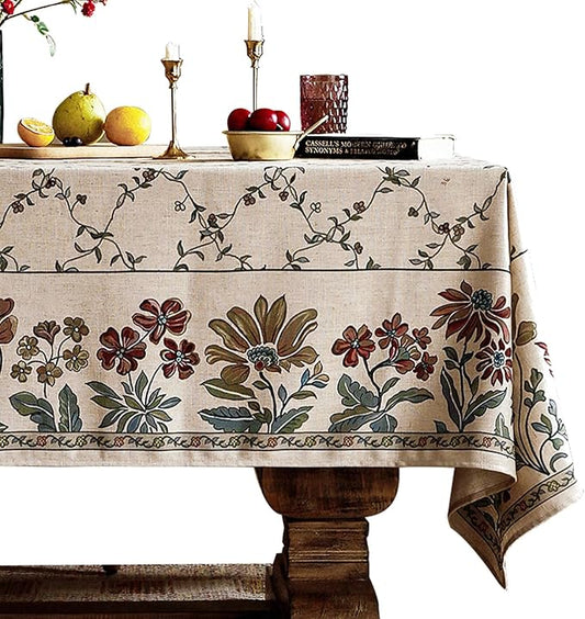 patdrea Designer Vintage French Small Square Tablecloth,Fall Country Breathable Floral Table Cloth,Italian Table Cover for Kitchen Dining,Tea Party,Christmas,Thanksgiving,55"x55"-Oliveirad