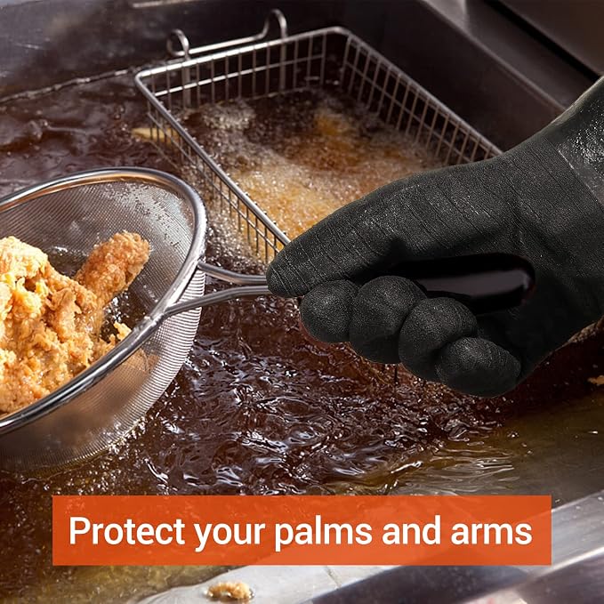 Schwer 932°F Extreme Heat Resistant BBQ Gloves, Waterproof Oven & Fryer Gloves, Oil Resistant Neoprene Grill Glove for Baking, Smoker, 14 inch
