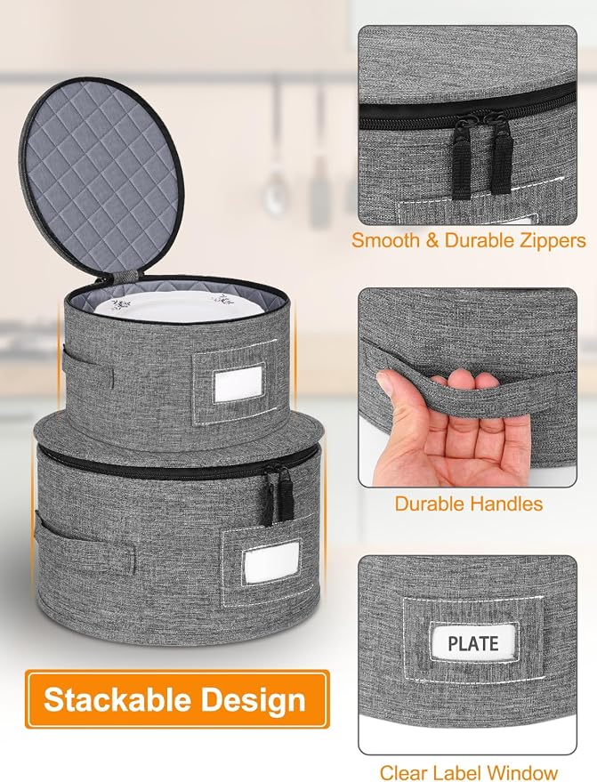 China Storage Containers 5-Piece Hard Shell Dinnerware Set Moving Boxes | Hard shell sides and bottom, quilted and stackable plate & dish protectors, plus adjustable mug and cup storage for moving