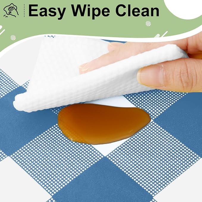 4 Packs Buffalo Disposable Table Cloth, 54 x 108 Inch Waterproof Plastic Tablecloth, Rectangle Aquamarine and White Checkered Table Covers for Picnic, Birthday, Party, Back to School