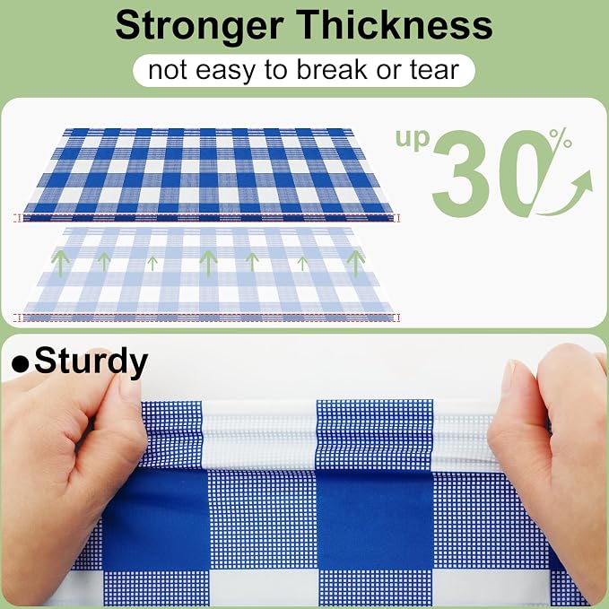 10 Packs Buffalo Disposable Table Cloth, 54 x 108 Inch Waterproof Plastic Tablecloth, Rectangle Blue and White Checkered Table Covers for Picnic, Birthday, Party, Back to School