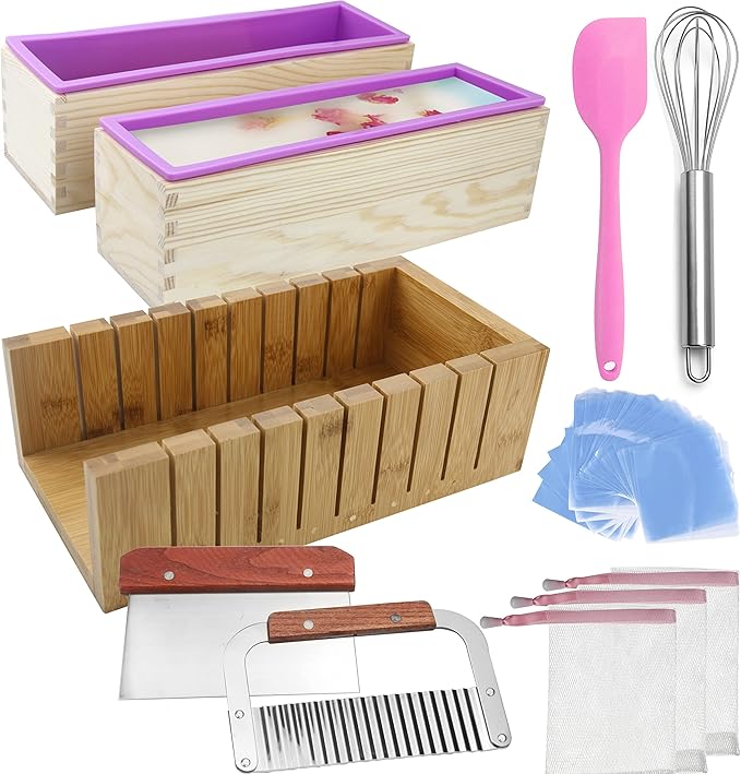 Silicone soap molds -Soap Cutting Tool Set Wooden Bamboo (Shrink Wrap Bags 3)