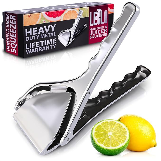 Lemon Squeezer Stainless Steel, Heavy Duty Flat Fold Citrus Juicer | Lime Squeezer Presses Lemons and Oranges to the Last Drop for Prep - Manual, Rust-Resistant, Easy to Clean, Dishwasher-Safe
