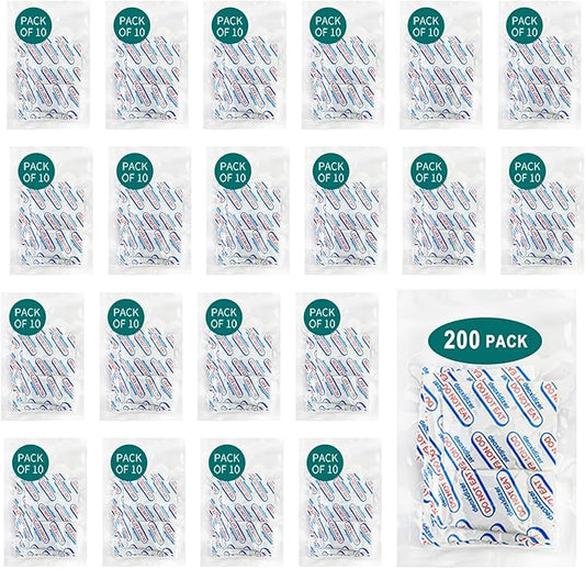 200 Packs 100CC Food Grade Oxygen Absorbers (10 Packs x 1 Vacuum Bag) Oxygen Absorbers for Food Storage, Oxygen Packets for Long Term Food Storage - O2 Absorbers for Food Grade