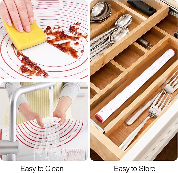 HOOMIL Silicone Baking Mat, 32"x24" | Food-Grade, BPA-free, Non-Stick,Non-Slip, Precision Measurements, Large, Easy to Store