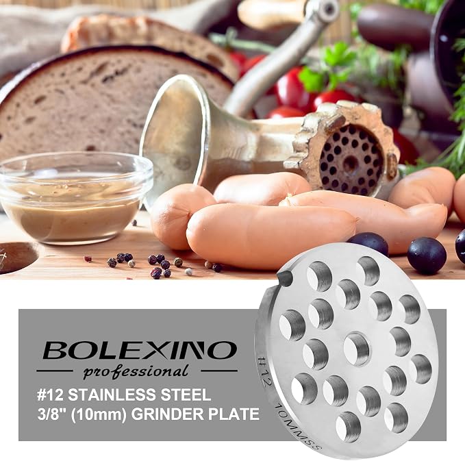 #12 Meat Grinder Plate, 10mm Coarse Stainless Steel | #12 plate for bratwurst, 10mm coarse stainless, Fast & consistent grind, Great for salami & more, Durable and easy clean.