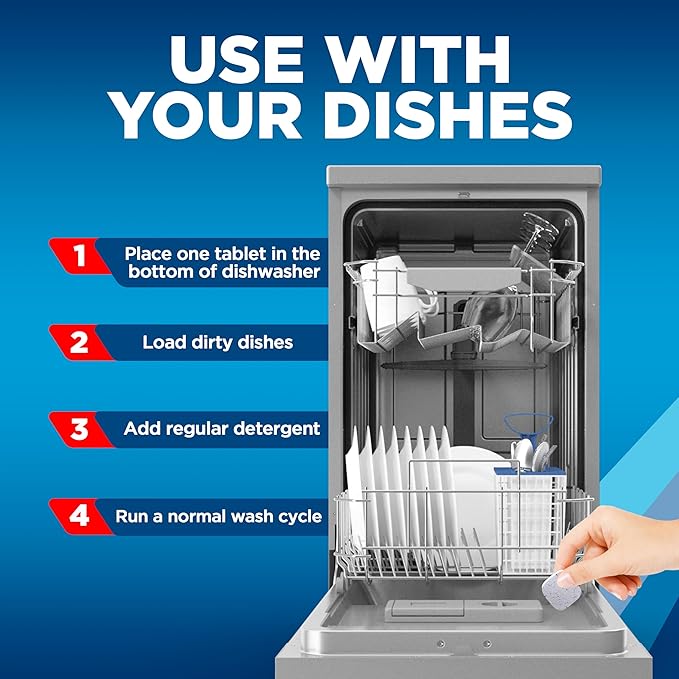 Finish Dishwasher Cleaner Tablets, Deep Cleans Hidden Grease & Grime, Fights Odors, No Extra Wash Cycle, Helps Maintain Dishwasher, 4 Month Supply, 4 Count (Pack of 8)