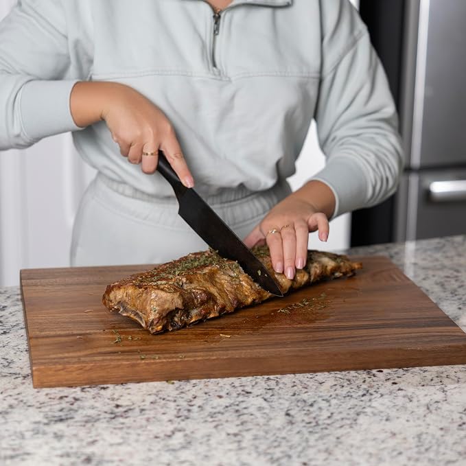 Ironwood Gourmet Osterbotten Rectangular Carving Board, 20" x 14" Acacia Wood Cutting Board With Juice Groove