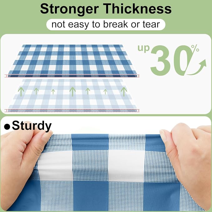 6 Packs Buffalo Disposable Table Cloth, 54 x 108 Inch Waterproof Plastic Tablecloth, Rectangle Aquamarine and White Checkered Table Covers for Picnic, Birthday, Party, Back to School