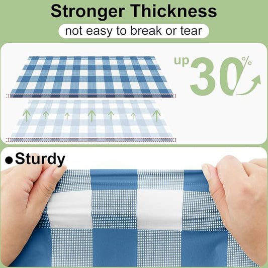6 Packs Buffalo Disposable Table Cloth, 54 x 108 Inch Waterproof Plastic Tablecloth, Rectangle Aquamarine and White Checkered Table Covers for Picnic, Birthday, Party, Back to School