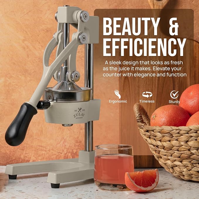 Zulay Kitchen Cast Iron Juicer - Heavy Duty Manual Juicer with Detachable Strainers for Easy Cleaning, Orange Juice Press for Citrus Fruits, Perfect for Bartenders, Juice Lovers & Health Enthusiasts