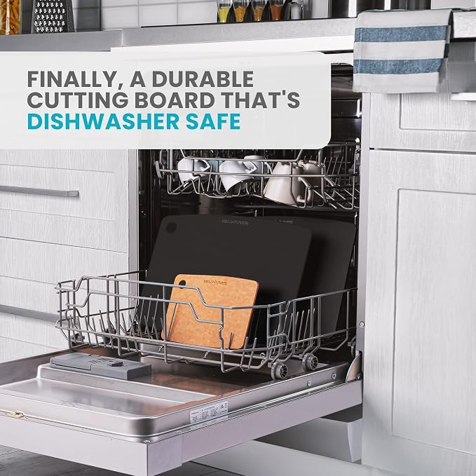 Dishwasher Safe Cutting Boards for Kitchen - Composite Wood Cutting Board Set, Wood Fiber Chopping Boards, Thin Plastic Free, BPA Free Heat Resistant - 2 Sizes, Large 14.5" x 11.25" Medium 11.5" x 9"
