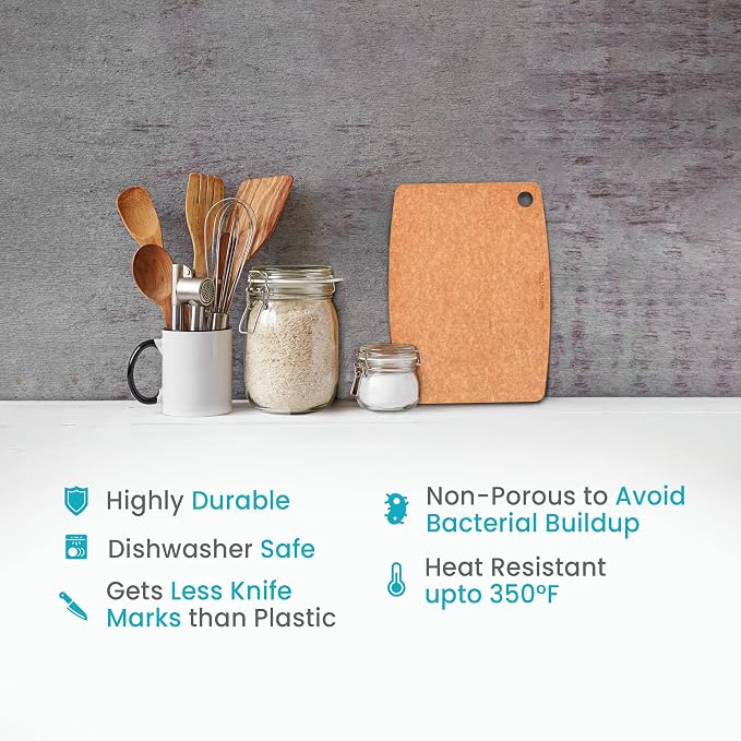 Wooden Cutting Board for Kitchen - Small Composite Wood Cutting Boards Dishwasher - Thin, BPA Free & Eco-Friendly Chopping Board (11.5 x 9 Inch, Natural)