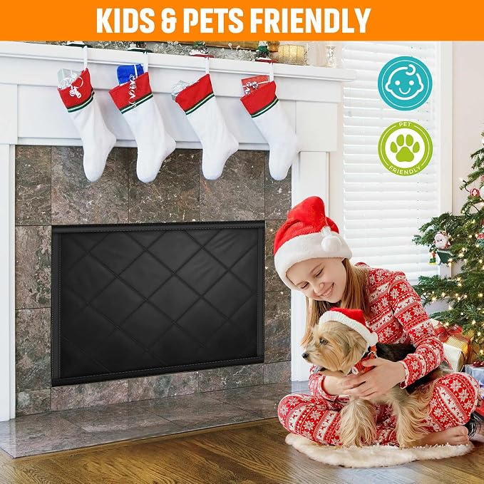 Magnetic Fireplace Draft Cover, Fireplace Blocker Blanket Save Energy, Indoor Fireplace Draft Stopper for Winter Heat Loss and Summer Cooling, Fireplace Insulation Cover for Iron Frame 36 x 36