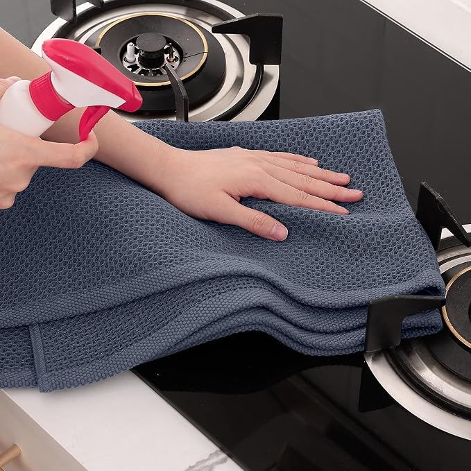 Homaxy 100% Cotton Oversized Waffle Weave Kitchen Towels, 7-Pack, Dark Grey | 20 x 28 Inches, Ultra Soft Absorbent Dish Towels, Quick Drying Large Cleaning Towels
