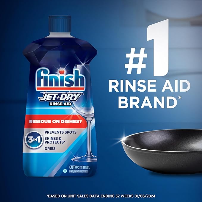 Finish Jet-Dry Dishwasher Rinse Aid, Compatible with Dishwasher Detergent, Prevents Spots & Residues, Dries, Shine & Protects, 32 oz, 315 washes (Pack of 2)