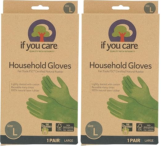 If You Care Latex Gloves,Large – – For Gardening,Dishwashing,Cleaning Kitchen and Bathroom-– 100% Cotton Lined,Reusable for Women and Men,Green,(Pack of 2)