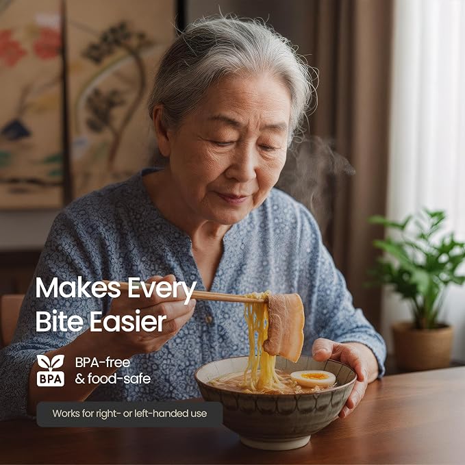 Chopstick Helper & Wood Training Chopsticks for Adults, Seniors & Beginners | Chopstick Trainer for Adults, Beginner Chopsticks, Practice Chopsticks, Easy Learning Chopsticks, Left or Right Handed Use