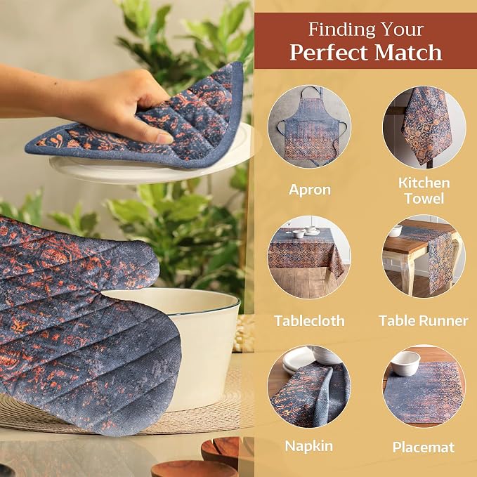 Maison d'Hermine Oven Gloves 100% Cotton Oven Mitt (7" x 13", Pack of 1) | With Loop Heat Resistant BBQ Cooking Gloves Baking Kitchen Handling Hot Pans Thanksgiving Christmas - Imperfection