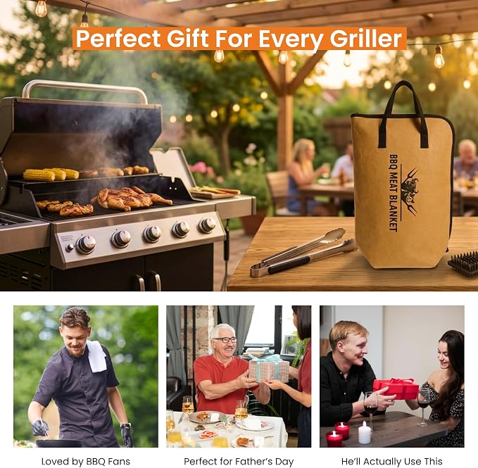 21in BBQ Blanket for Resting Meat, Insulated Meat Resting Bag with Wide Mouth, Ideal for Brisket, Pork Shoulder & Turkey, Smoker Accessories, BBQ Gifts for Men, Dad & Husband