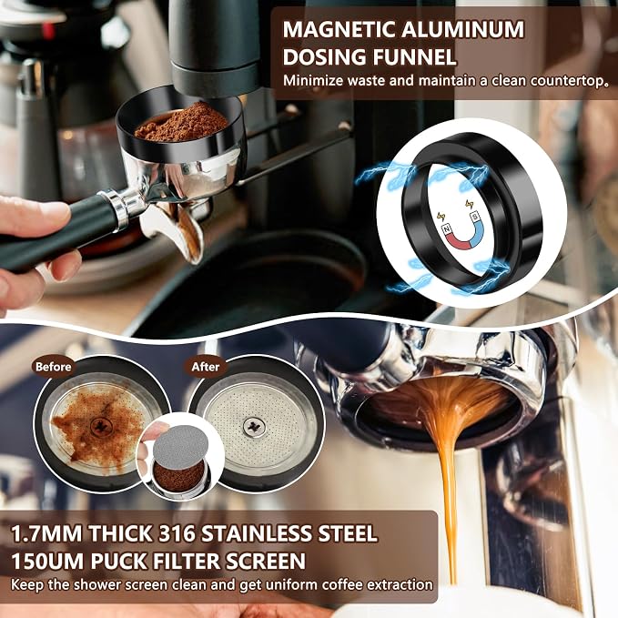 Y-Step 25 PCS Espresso Accessories Kit, 53.3mm/54mm Espresso Tamper Kit Coffee Tamper Set, Espresso Tamper with Spring Loaded Calibrated, Espresso Puck Screen, Dosing Funnel, WDT Tool, Latte Art Kit