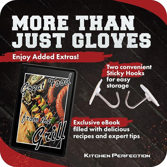 KITCHEN PERFECTION Silicone Smoker Oven Gloves -Extreme Heat Resistant BBQ Gloves -Handle Hot Food Right on Your Grill Fryer&Pit|Waterproof Grilling Cooking Baking Mitts|Superior Value Set +3 Bonuses | Waterproof, 5-Finger Design For A Better Grip, for...