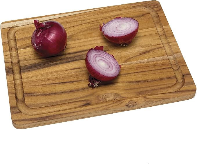 Lipper International 7215 Teak Wood Edge Grain Kitchen Cutting and Serving Board, Small, 12" x 9" x 5/8"