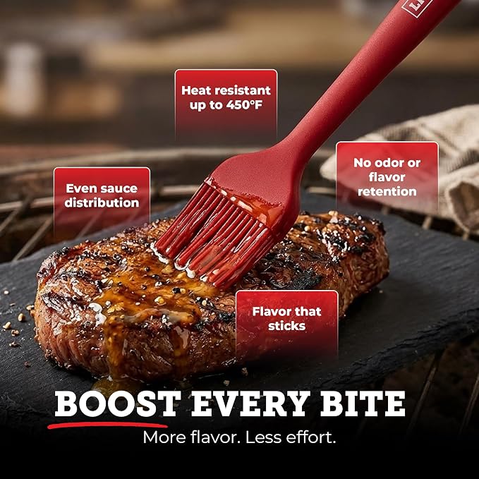 Lightyear Grillmaster Starter Kit – 3-Piece Stainless BBQ Set | Grill tools gift set with meat tenderizer, instant-read thermometer and silicone basting brush – bbq kit for outdoor grill