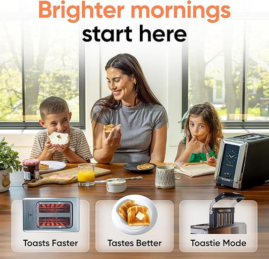 Revolution (Bundle) R180 Connect Touchscreen Smart Toaster + Toastie Press – Choose from 6 Bread Types, 7 Browning Levels, & Toastie Press Mode (Stainless Steel, 2-Slice)