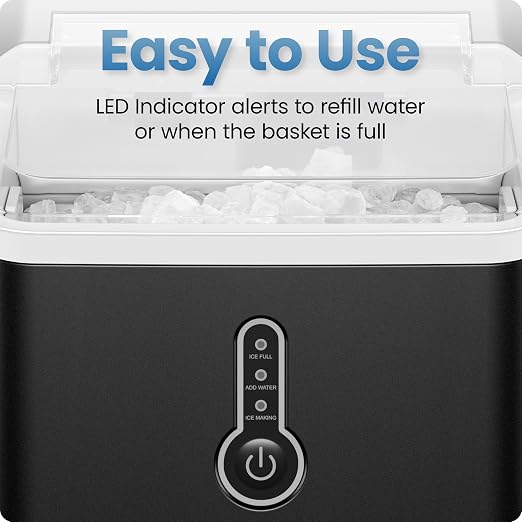 Iceman by Chefman Nugget Ice Maker Countertop, Pebble Ice Maker Machine, 26 lb in 24 Hours, Ready in 6 Minutes, Removable Ice Basket, Fun and Chewable Cubes, 1.5L Water Tank, Self-Cleaning Function