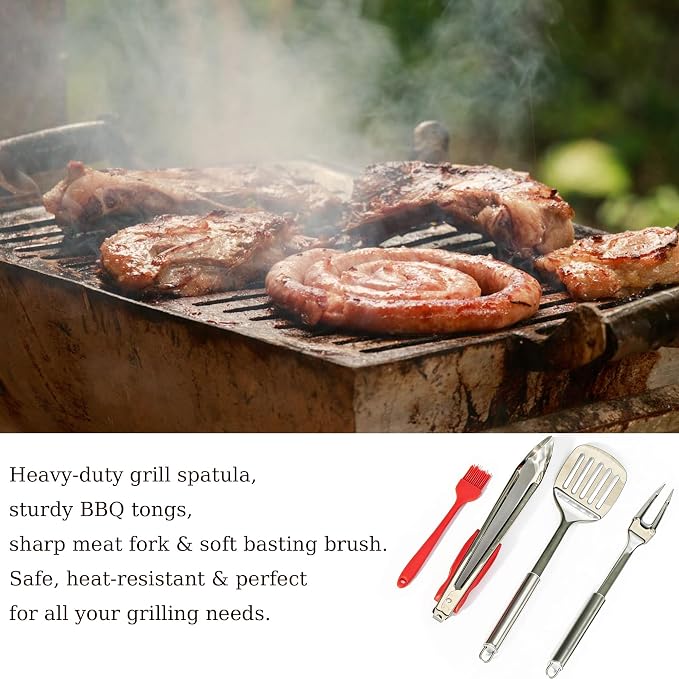 23 Pcs Camping Cooking Utensil Set, Camp Kitchen Set with Organizer Bag, Stainless Steel Outdoor Cooking and Grilling Utensil Organizer for Travel, Picnics, Camping, BBQs, Parties