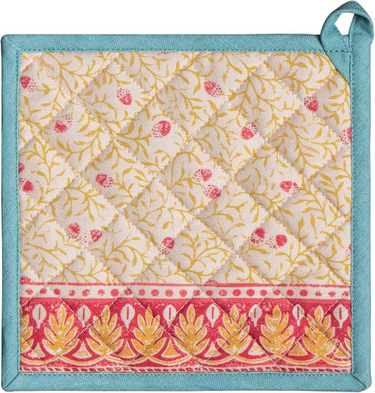 Maison d' Hermine Pot Holders 100% Cotton Potholders (8" x 8", Pack of 1) | Heat Resistant Hot Pads with Loop BBQ Cooking Baking Hotel Kitchen Handling Hot Pans Thanksgiving Christmas - Carpo