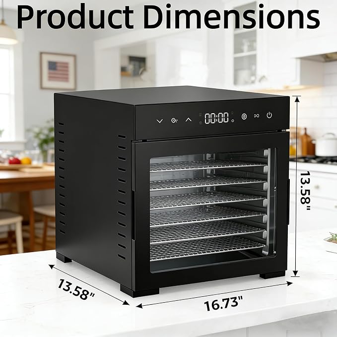 Simple Deluxe Food Dehydrator Machine, Fruit Dryer Machine with 8 Stainless Steel Trays, 24H Digital Timer 185°F Temperature Control, 500W Food Dryer for Jerky Meat Herb Fruit and Dog Treat, Black
