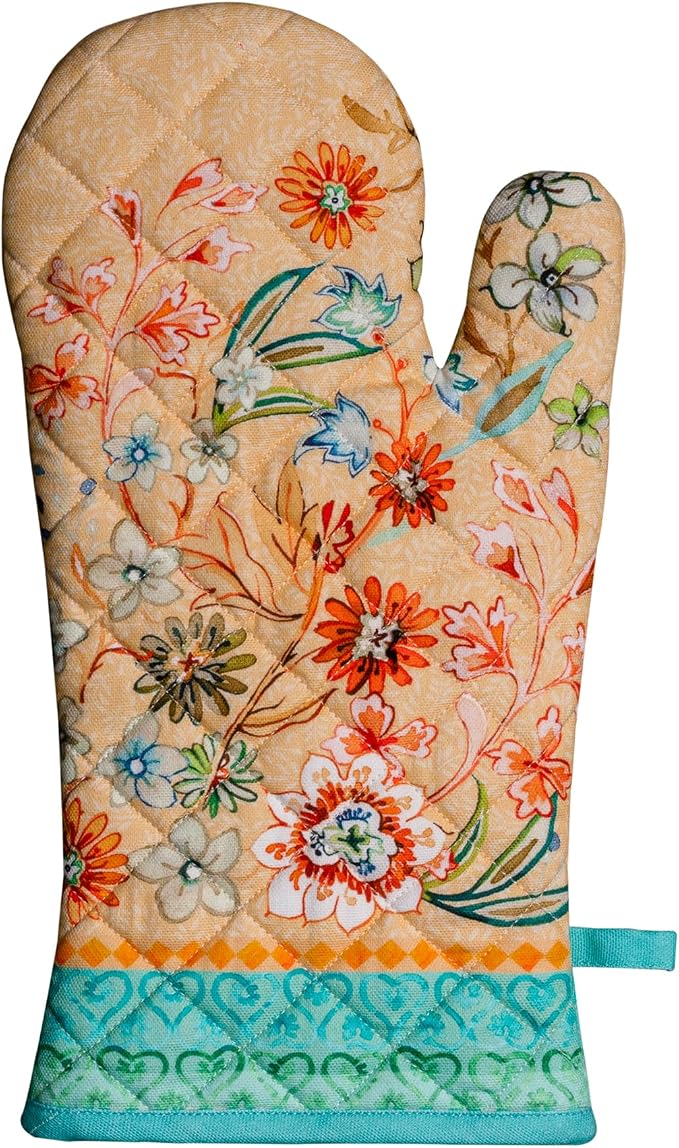 Maison d'Hermine Oven Gloves 100% Cotton Oven Mitt (7" x 13", Pack of 1) | With Loop Heat Resistant BBQ Cooking Gloves Baking Grilling Kitchen Handling Hot Pans Spring Summer - Luxury Loft - Peach