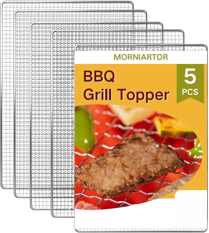 Grill Topper,5 PCS BBQ Grill Mesh Mat,14×10 Inch Mesh Baking Tray,Baking Rack Replacement Pad for Outdoor Barbecue, Camping & Picnics