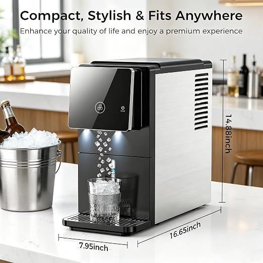 Nugget Countertop Ice Maker, Automatic Ice Dispenser, 33 lbs/Day Chewable Pellet Ice Machine with Self-Cleaning & Measured Dispensing, 1.8L Water Tank, Portable Ice Maker for Home, Kitchen, Office