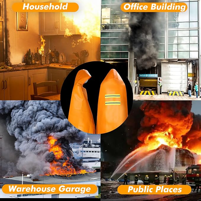 Fire Escape Cloak, Extra Big, Emergency Used as A Fire Blanket, for Home | Fireproof Cloak,Fire Escape for Household Office,Head Protect, Reused No Expire,Easy Use for Everyone,Versatile Usage 63*56in