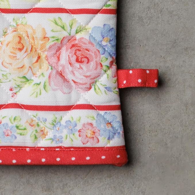 Maison d'Hermine Oven Gloves 100% Cotton Oven Mitt (7" x 13", Pack of 1) | With Loop Heat Resistant BBQ Cooking Gloves Baking Grilling Kitchen Handling Hot Pans Spring Summer - Vintage Floral