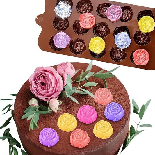 4 Pack:Chocolate Molds Silicone,Flowers Silicone Molds,Cake Chocolate Mold, Wedding Cake Decorating Tools,Fondant Sugarcraft Cake Molds.Non-Stick and Food Grade Silicone Molds for Chocolate Candies.