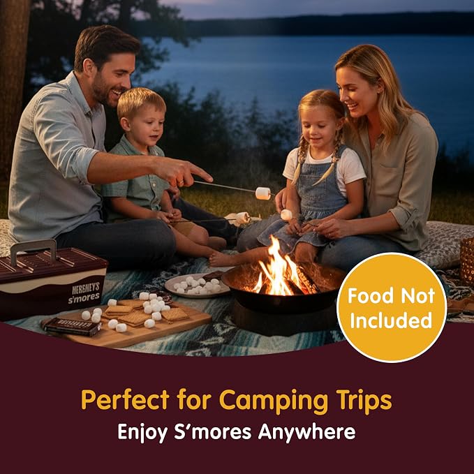 Mr. Bar-B-Q Hershey's Smores Caddy Tray Organizer - Smores Station Box to Store All Essentials On The Go for Picnics, Camping w/Removable Tray & Carrying Handle - No Food Items Included - 00262HSY