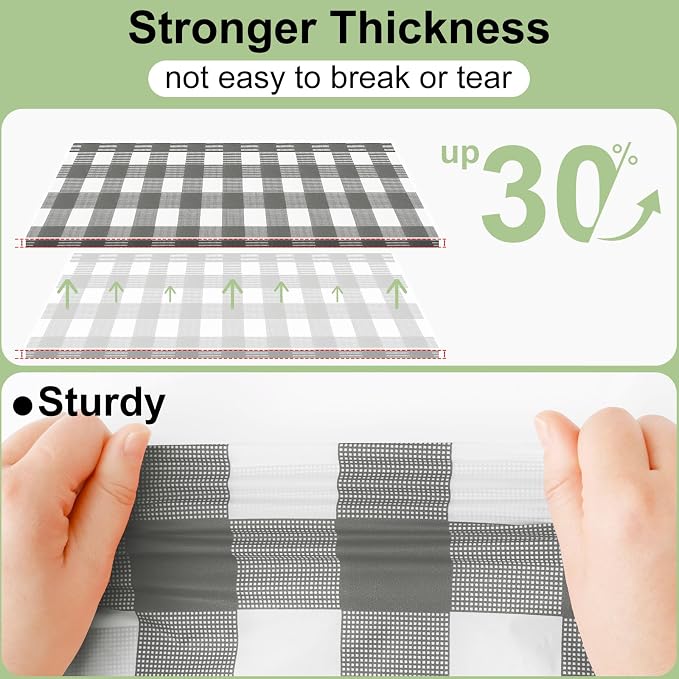 4 Packs Buffalo Disposable Table Cloth, 54 x 108 Inch Waterproof Plastic Tablecloth, Rectangle Grey and White Checkered Table Covers for Picnic, Birthday, Party, Back to School