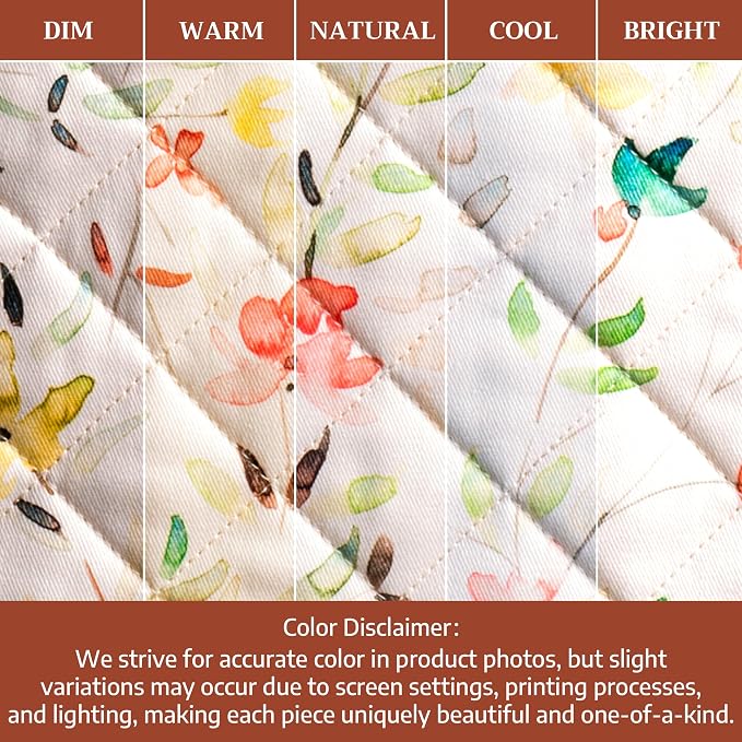 Maison d' Hermine 100% Cotton Oven Mitt & Pot Holder Set (7.5"x13" & 8"x8") | Heat Resistant BBQ Cooking Gloves with Loop Baking Grilling Kitchen Hotel Home Farmhouse Spring Summer - Colmar