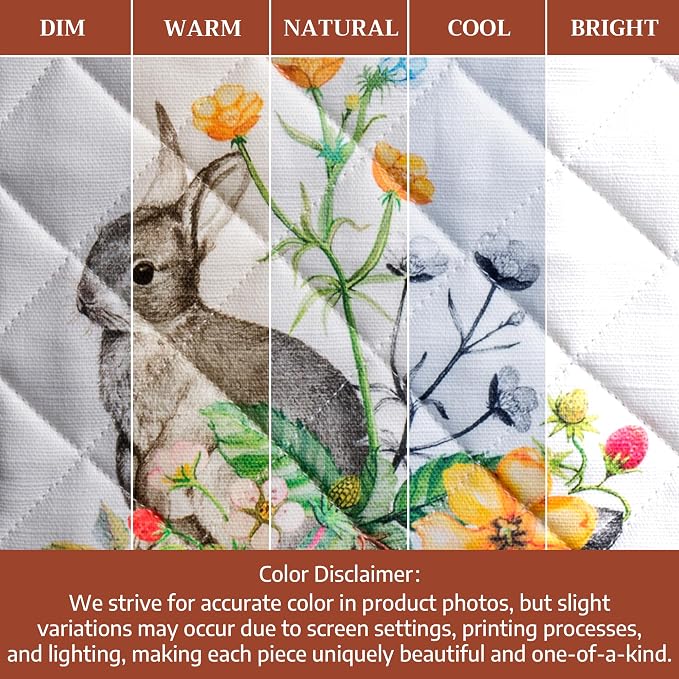 Maison d' Hermine Pot Holders 100% Cotton Potholders (8" x 8", Pack of 2) | Heat Resistant Hot Pads with Loop BBQ Cooking Baking Farmhouse Kitchen Handling Hot Pans Spring Summer - Printemps