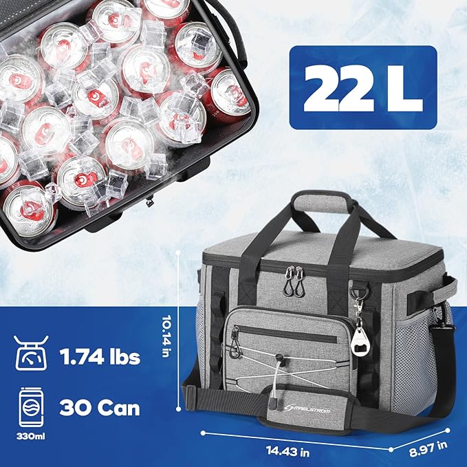 Maelstrom 30/40 Can Soft Cooler Bag, Leakproof Insulated Ice Chest | 24h Cold (With Ice), 5-Layer Insulation, Multi-Pockets ,Lightweight,Perfect For Camping, Beach, Hiking, Kayaking, Road Trips