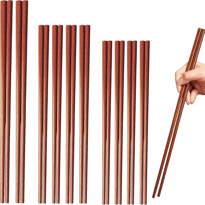 Cooking Chopsticks 3 Sizes Wooden Kitchen Cooking Chopsticks Tongs for Frying Mixing & Serving Ideal for Family, Restaurant & Gift (10 Pairs)